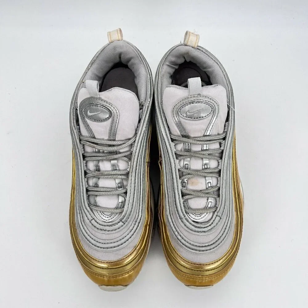 Nike Air Max 97 SE White Metallic Gold Women Running Shoes AQ4137-001 Size 8